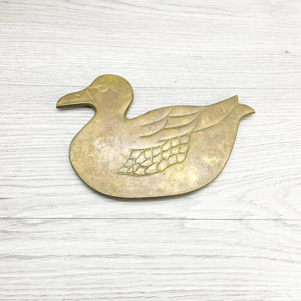 Vintage Brass Duck Trivet: Retro‎ Nautical Decor